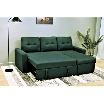 Lit modulaire en L, Bluenish, 3, convertible et peu encombrant pour les petites maisons, canapé-lit fonctionnel et confortable