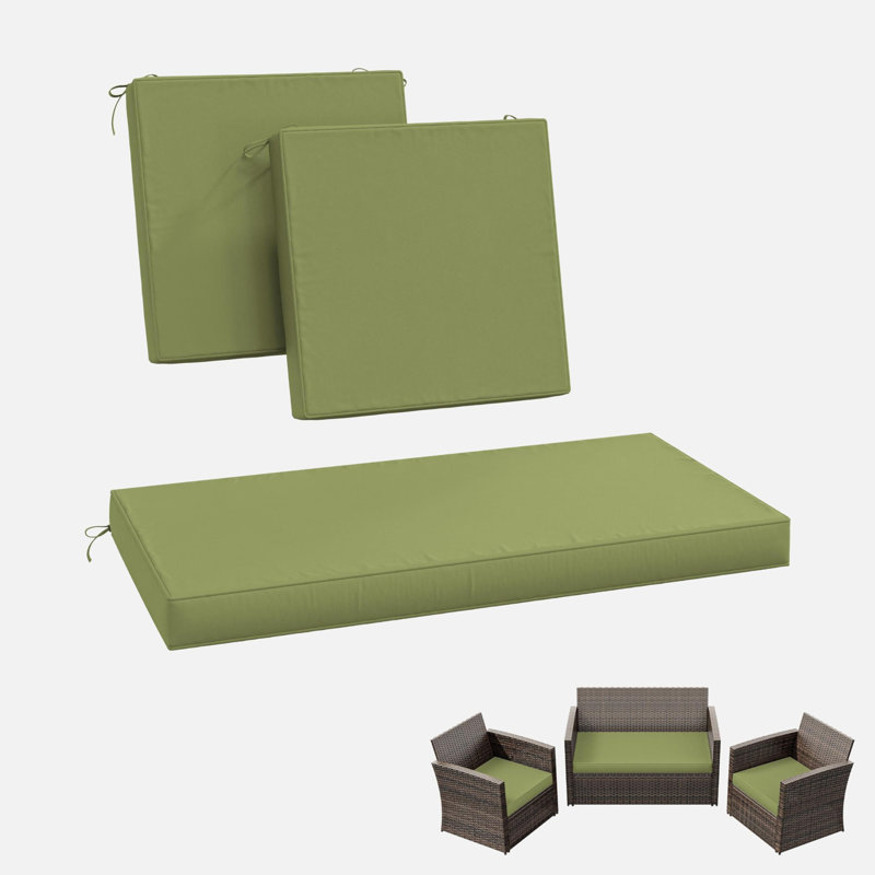 Coussins de siège d'extérieur (ensemble de 3), Vert clair