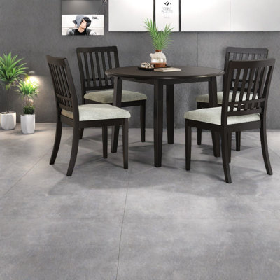 Space-saving 5-piece Dining Table Set, Wood And Upholstered, Modern Style For Small Kitchens