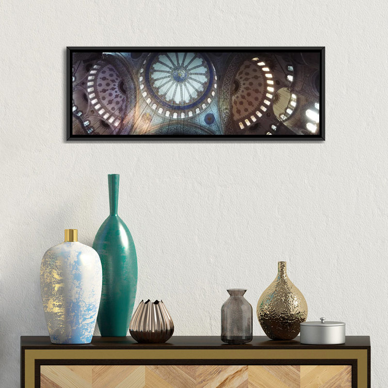 «Panoramic Blue Mosque, Istanbul, Turquie», reproduction d'art sur toile tendue, H 20 po x l 60 po x P 1,5 po, Cadre noir