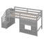 Lit mezzanine simple gris avec escalier de rangement intégré et fenêtre - Bois pour chambre à coucher avec utilisateur - Magnifique-1249988636