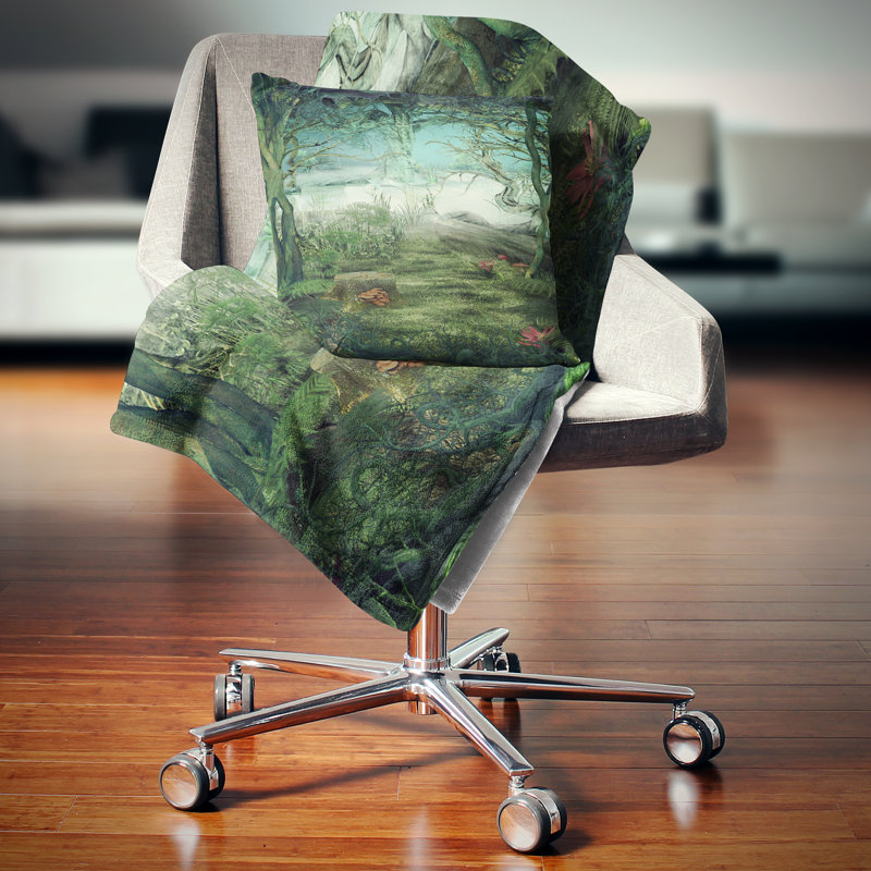 Green Forest Glade - coussin à imprimé paysage, 12 po x 20 po, Coussin lombaire
