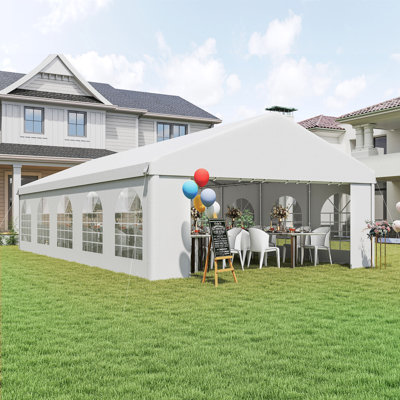 Heavy Duty Carport & Party Tent 16' x 32' with Removable Sidewalls and Double Doors, Large Canopy Tent, Sun Shade Shelter, for Parties, Wedding, Outdoor Events, BBQ