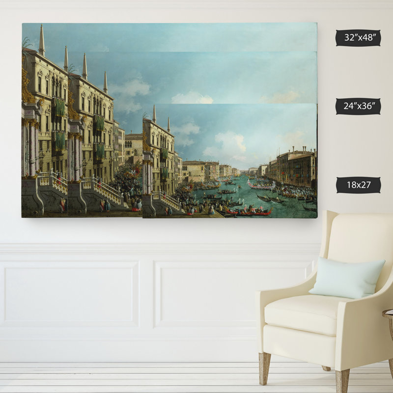 «Regatta on Grand Canal» par Canaletto - impression sur toile, H 24 po x l 36 po x P 1,5 po