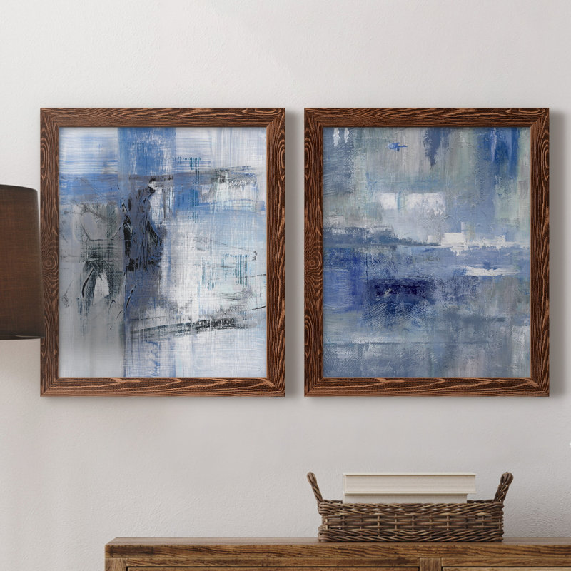 Reflections in Indigo - Peinture sur toile 2 pièces, H 31,5 po x l 47 po x P 1,5 po, Érable encadré