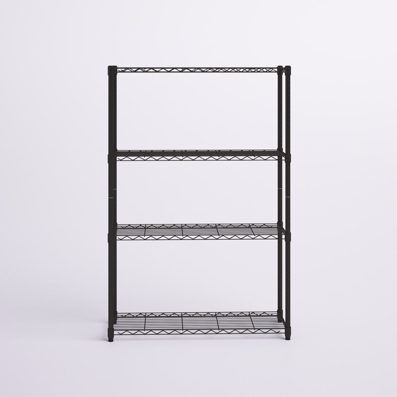 Industrial Black 4-Tier Adjustable Steel Wire Shelving Unit