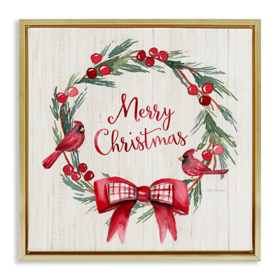 «Merry Christmas Holly Wreath», art de la giclée encadrée par Kristen Brockmon
