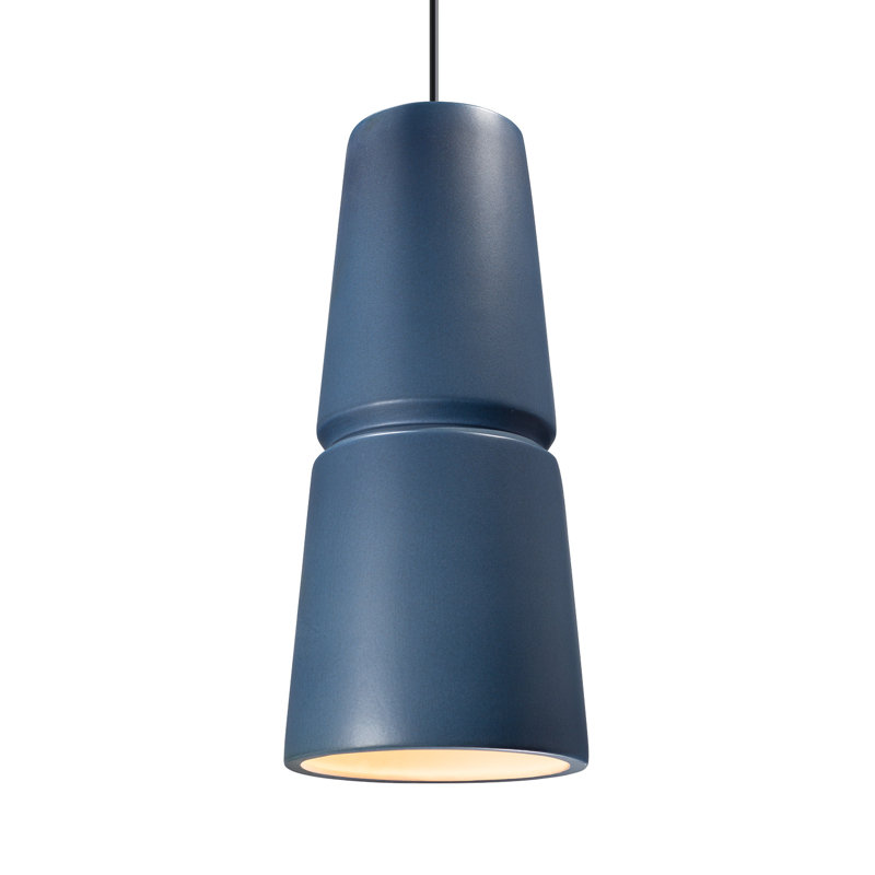 Logan 1 - Light Single Cone Pendant, Antique Brass, Midnight Sky, 18" H x 8" W x 8" D