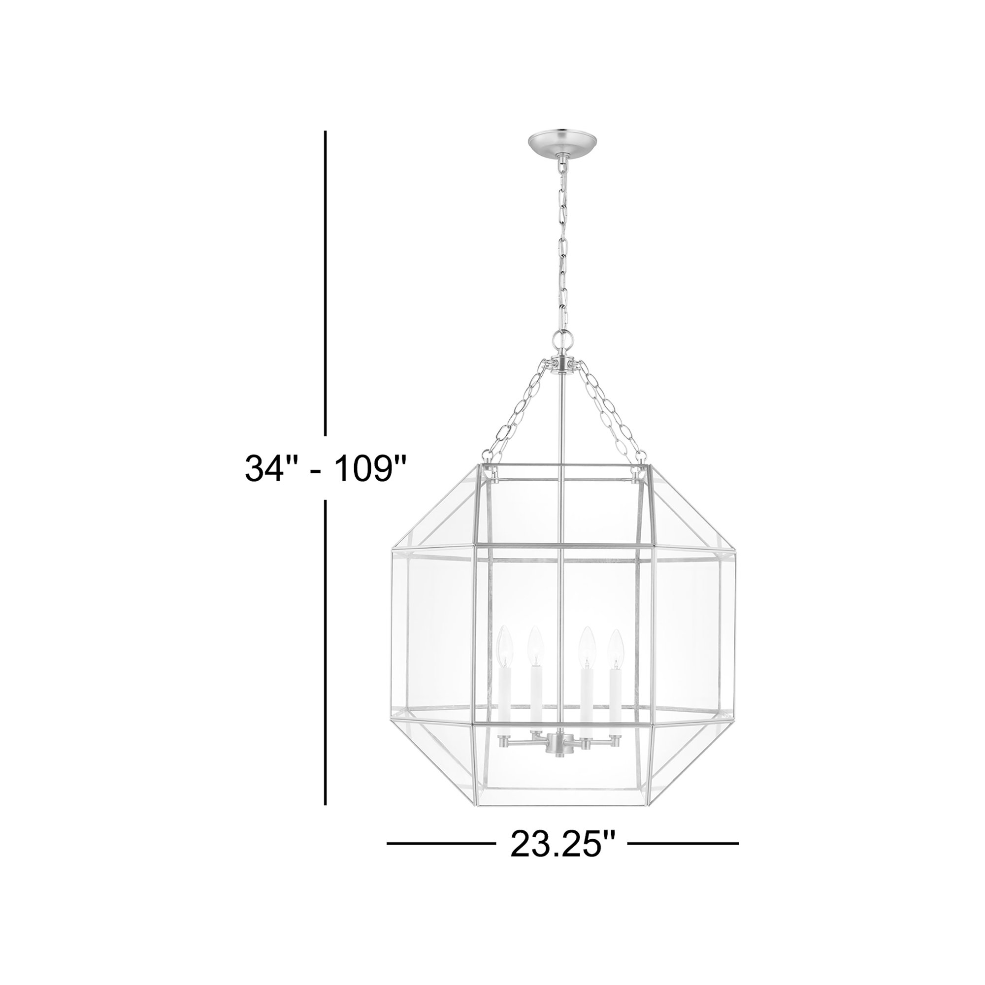 Reid 4 Light Glass Dimmable Pendant, No, 60W, Brushed Nickel