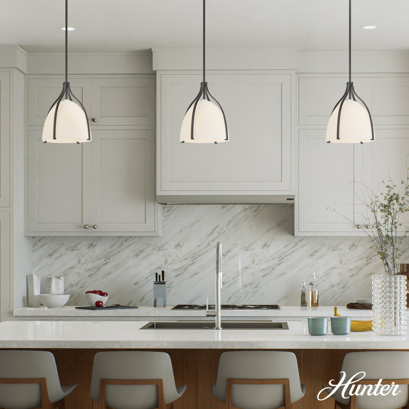 Hunter Arcelia 1 Light Pendant Ceiling Light Fixture, Matte Black