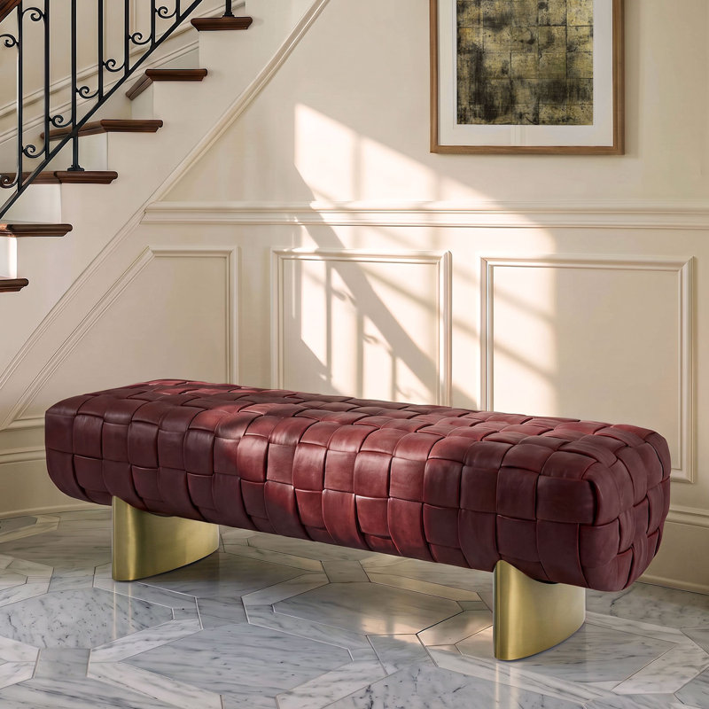 Banc de 64 po avec repose-pieds pour l'entrée, Rouge