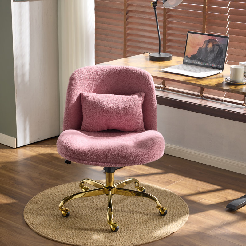 Chaise de bureau en faux sherpa, Mauve
