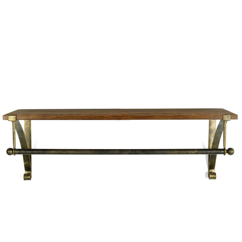 30cm Floating Shelf with Garment Hanger Rod