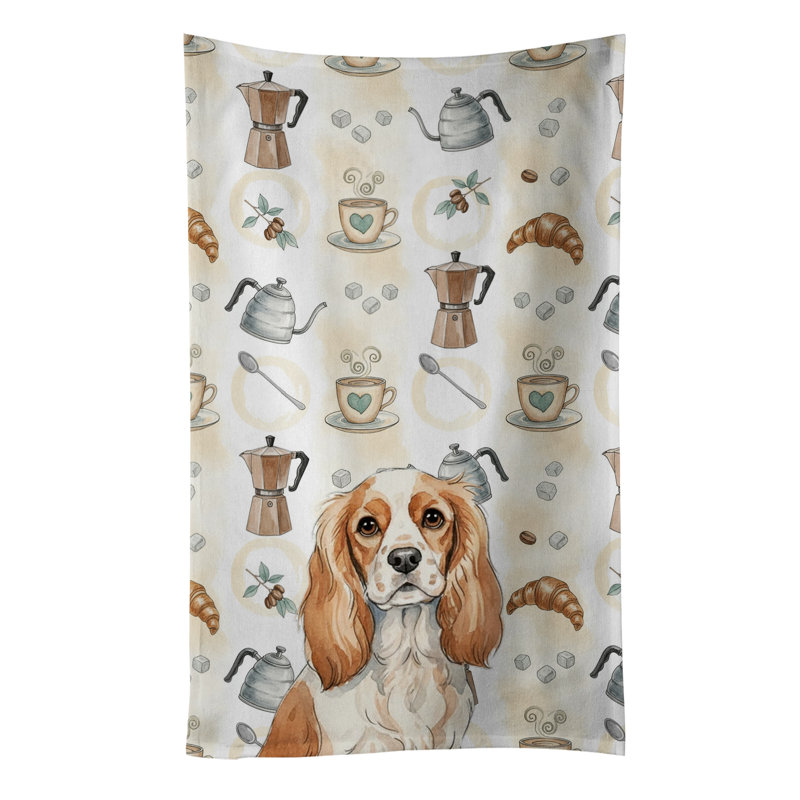 Blenheim Cavalier Spaniel Coffee Bar Kitchen Towel, Blenheim Cavalier Spaniel