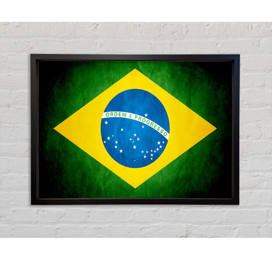 Brasilianische Flagge - Einzelner Bilderrahmen Kunstdrucke auf Leinwand