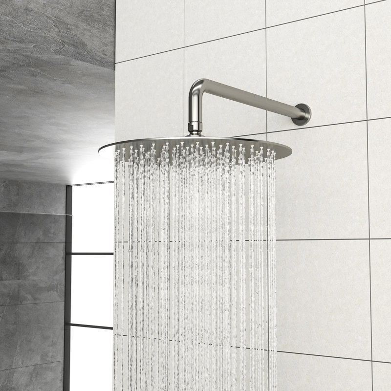 Brushed Nickel Shower Valve With 10" Rainfall Head - -Balanced, Wall Mount, Easy Install & Flash Faucet In Head, -Balanced Valve, Installation Cleanliness