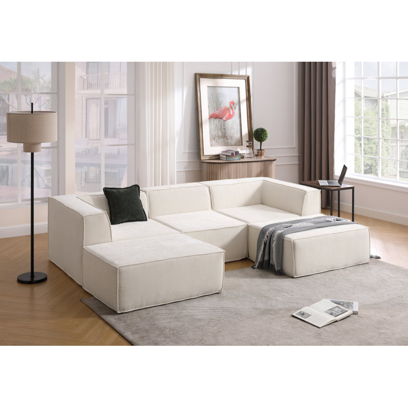 Canapé modulaire rembourré 5 places Boneless Comfy Cloud, Blanc