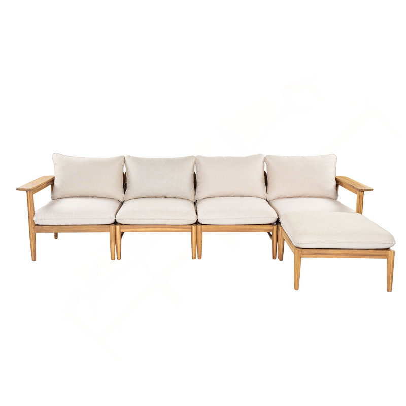Canapé d'extérieur en L en bois d'acacia