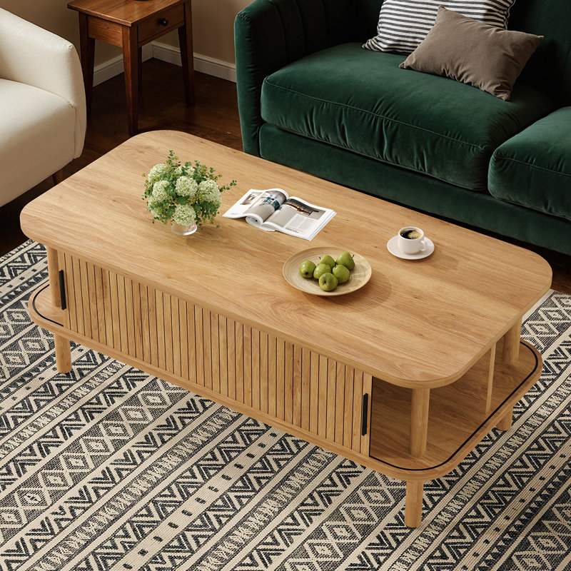 Table basse cannelée 43,4 ", Natural wood / Does Not Apply