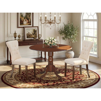 Seibold Drop Leaf Rubberwood Solid Wood Dining Set
