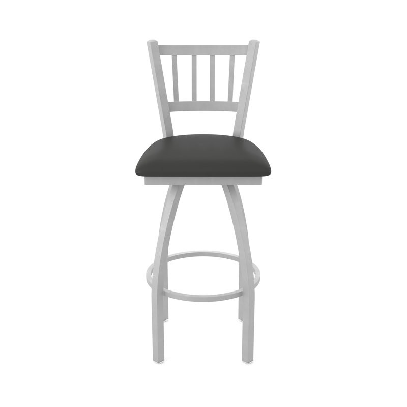 XL 810 Contessa Swivel Stool, Anodized Nickel, Vinyl-Canter Iron, Bar Stool (30” Seat Height)