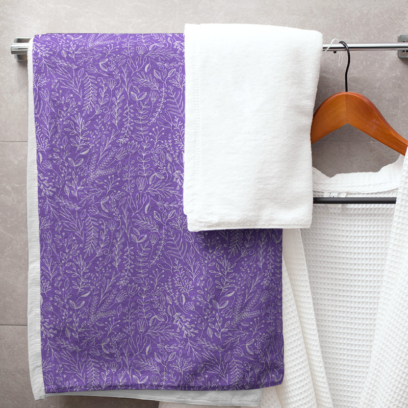 Serviette de bain florale ditsy classique, Mauve