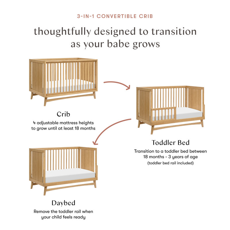 Peggy 3-in-1 Convertible Crib, Honey