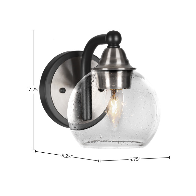 Ahern 1-Light Wall Sconce, Matte Black/Brushed Nickel