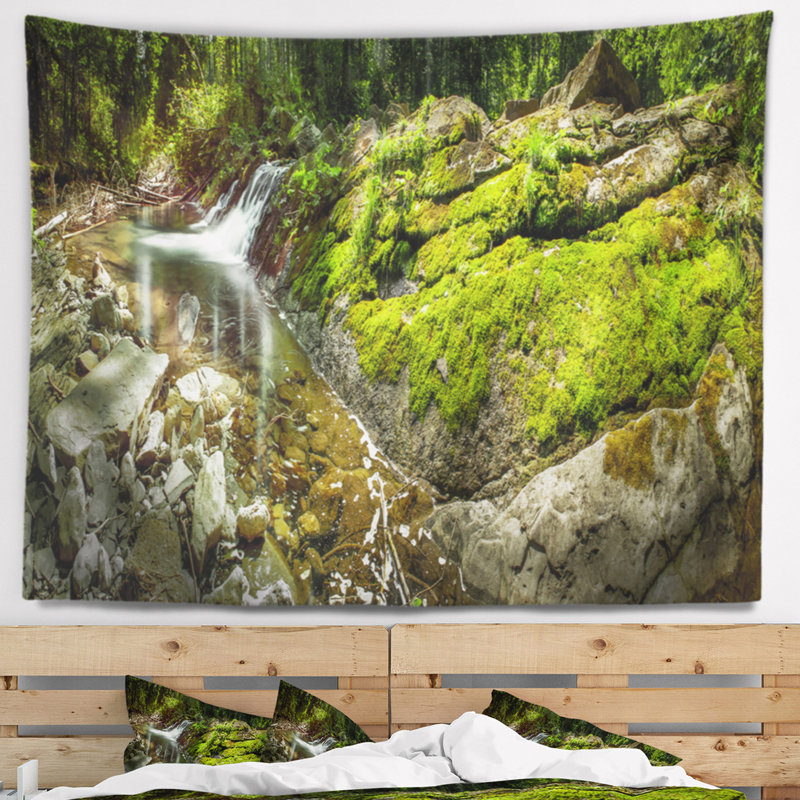 Tapisserie paysage paysage de ruisseau avec mousse et roches, H 50 po x l 60 po