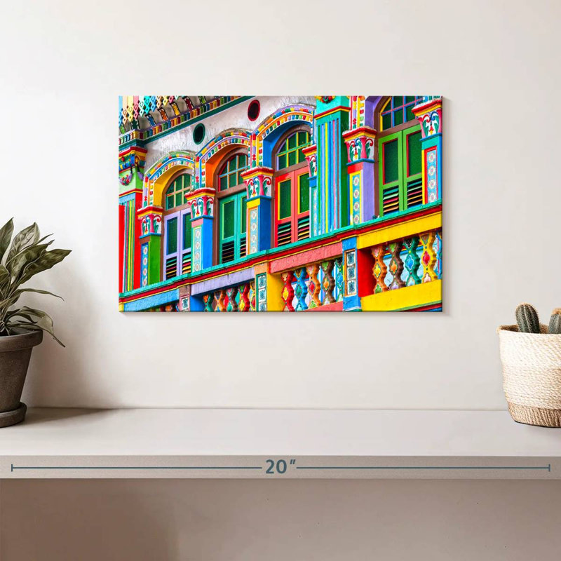 Lilie singapour, bâtiment coloré, H 8 po x l 12 po