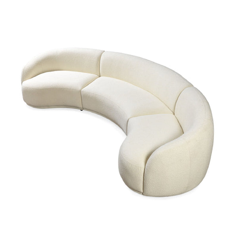 Demarri Ivory Boucle 3-Piece Curved Sectional, Ivory Boucle