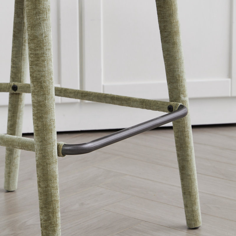 Tabouret de bar rembourré sans dossier en tissu - siège rembourré avec pieds et repose-pieds robustes, siège peu encombrant pour îlot de cuisine, comptoir de salle à manger et pub, 2 ensembles