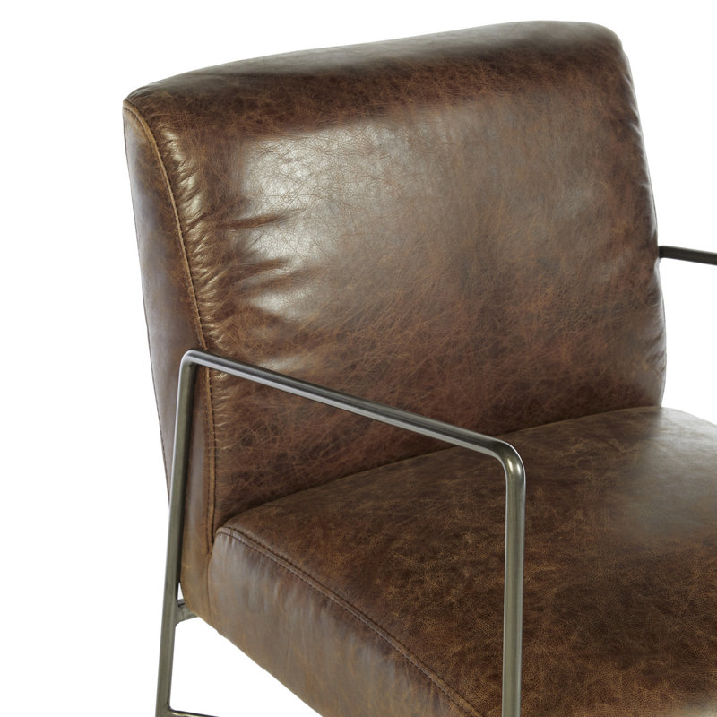 Orono 44cm H Genuine Leather Upholstered Armchair, Brown