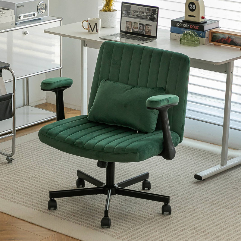 Chaise de bureau Velvet Criss Cross, Velours, Vert, Vert