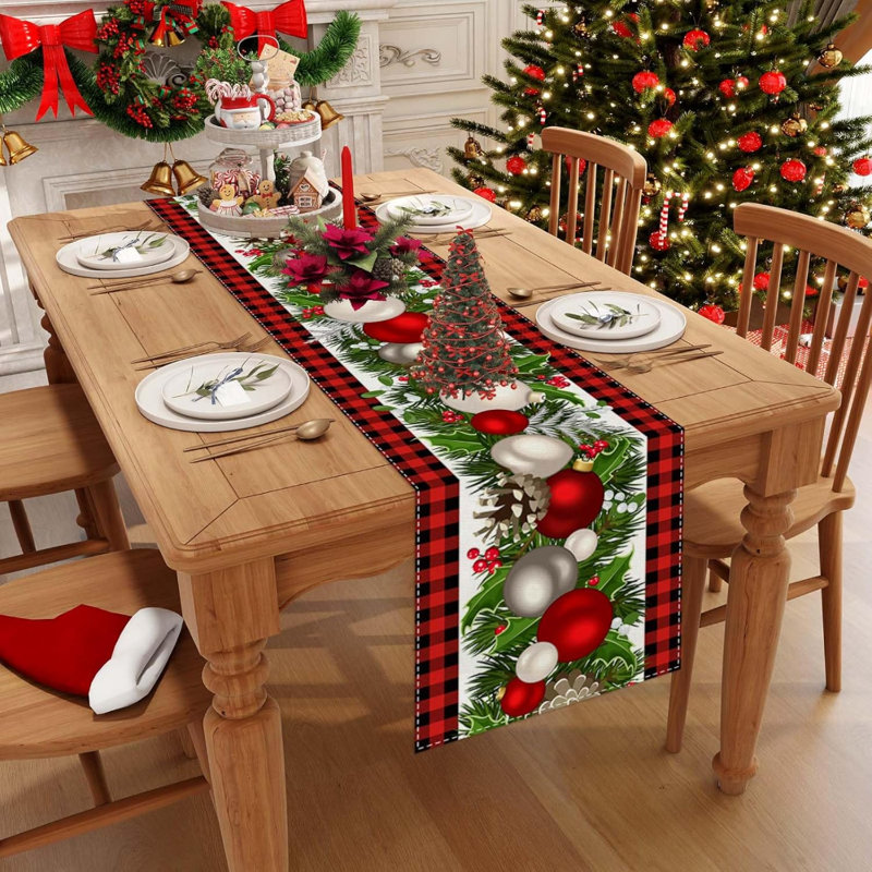 Lilibet Christmas Table Runnner, Red/Black