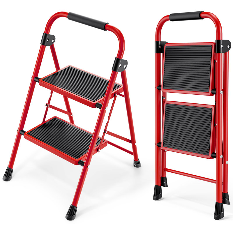 2 - Step Steel Folding Step Ladder, White
