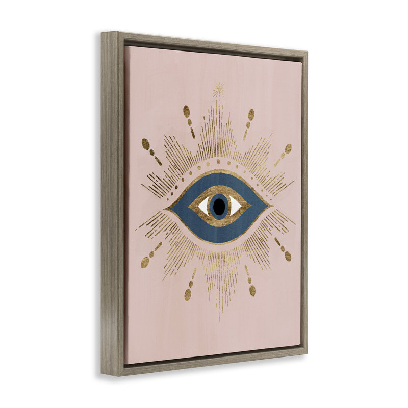 Evil Eye Glam Boho Pattern, Montalcino Elm Floater Frame, 31" H x 25" W