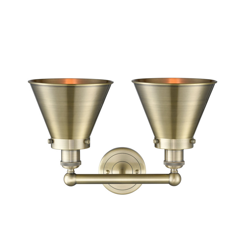 Éclairage pour meuble-lavabo à 2 lumières à intensité variable Stengel, Laiton antique, Laiton antique