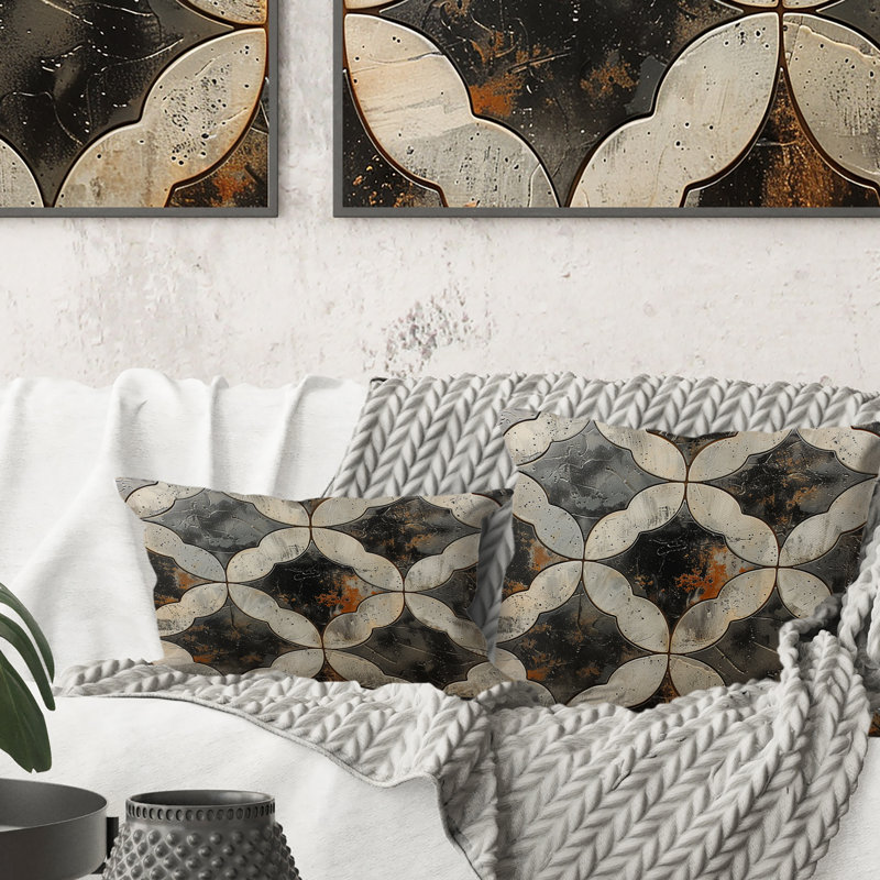 Coussin Beige Modern Trellis IV - Modern, H 16 po x l 16 po