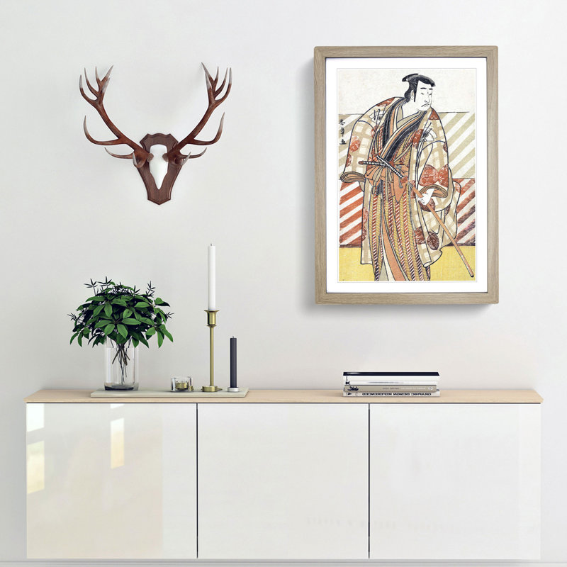 Onoe Matsusuke by Katsukawa Shunsho - Picture Frame Painting Print, 48cm H x 36cm W x 2cm D, Oak Framed