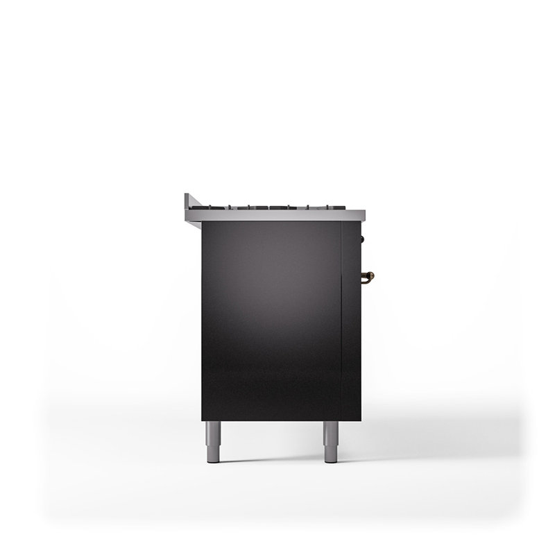 ILVE Nostalgie II 60 Dual Fuel Range, 9 Burners, Griddle, Glossy Black/Bronze, Natural Gas