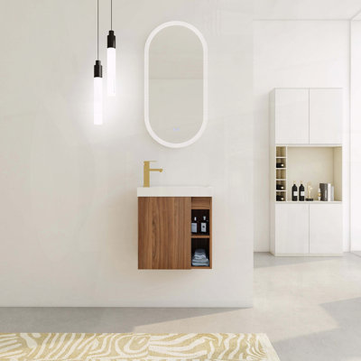 20" Floating Wall-Mounted Bathroom Vanity with Resin Sink and Soft-Close Door