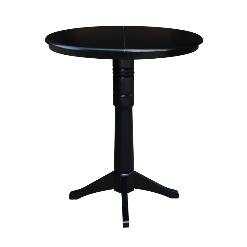 Ileia Extendable Solid Wood Dining Table, Black