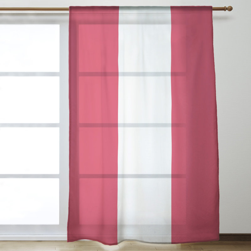 Panneau de rideau simple diaphane avec passe-tringle Stripes, New England Football Dark Red