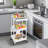 3 Tier Rolling Utility Cart With Drawer,Storage Cart,Rolling Cart Storage Organizer With Iron Wheels-1138648361