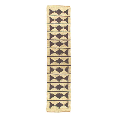 Tapis de couloir beige en fibre de jute faite à la main 2 pi 9 po x 12 pi