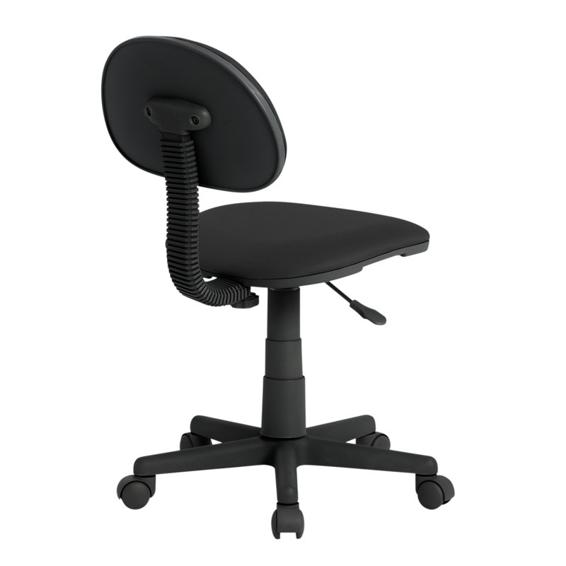 ErgoComfort Armless Black Swivel Task Chair with Pneumatic Height Adjustment
