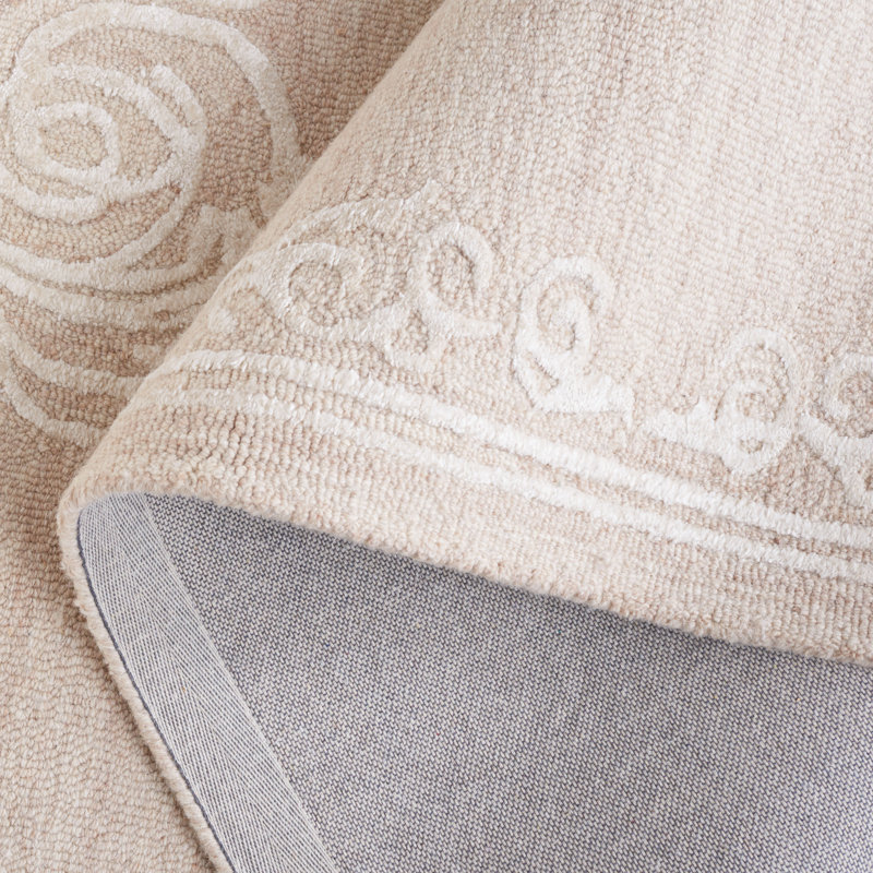 Watton Hand Tufted Wool/Viscose/Cotton Oriental Rug in Ivory/Light Brown, Rectangle 5' x 8'