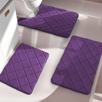 Bath Rug with Non-Slip Backing Memory Foam (Set of 3)