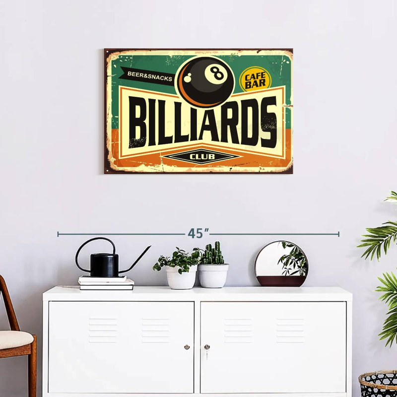 «Billiards Club», reproduction sur toile, H 20 po x l 30 po x P 1,25 po